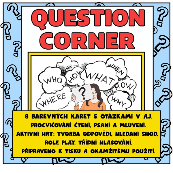 Question corner - otázky na nástěnku do AJ včetně aktivit