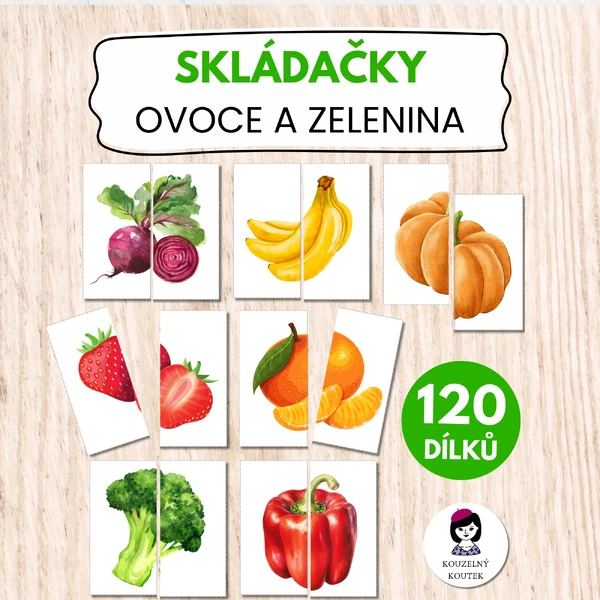 Puzzle skládačka pro nejmenší děti, ovoce a zelenina