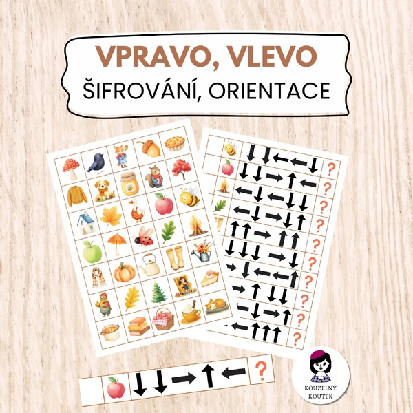 Podzimní šifrování, vpravo, vlevo, orientace, směry, šipkovaná