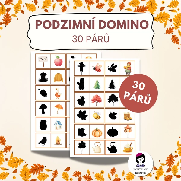 Podzimní domino - podzimní hra, kooperativní hra