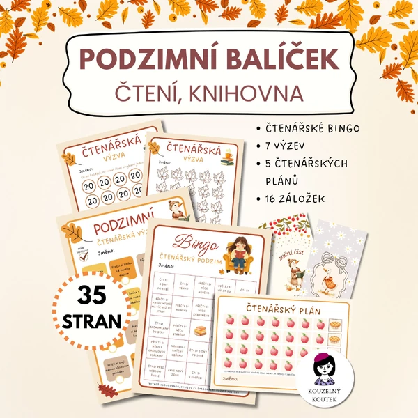 Čtenářské bingo | čtenářské výzvy | podzimní záložky | čtenářské plány | knihovna