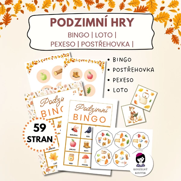 Podzimní hry - bingo, loto, postřehovka, pexeso