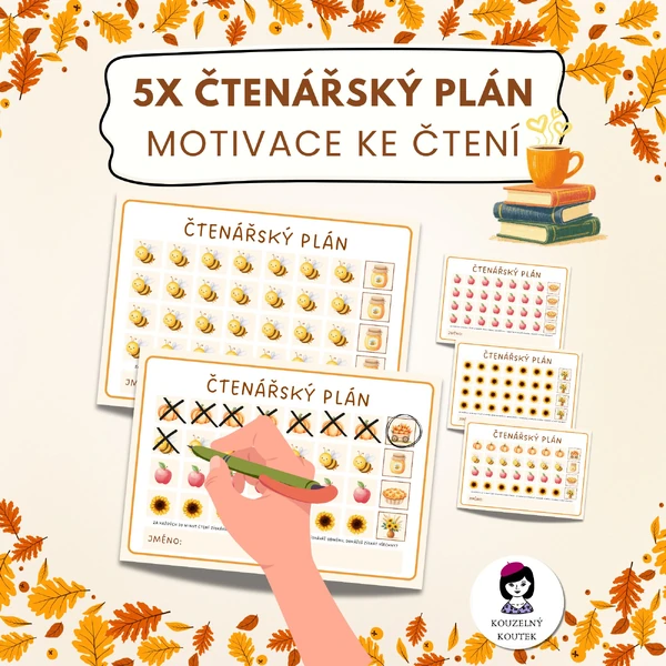 Čtenářské plány - knihovna, čtení, motivace, tracker, podzim