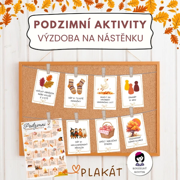 Podzimní aktivity, podzimní bucket list, seznam podzimních aktivit, nástěnka, podzimní výzdoba