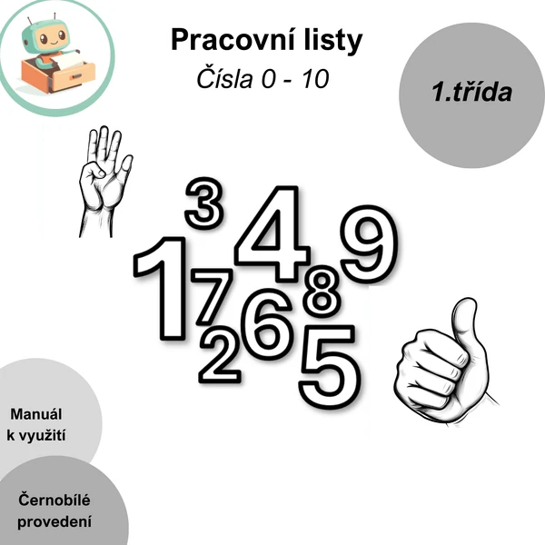 Psaní čísel 0-10 - pracovní listy.