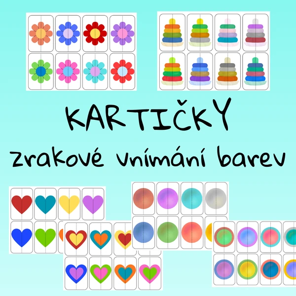 Kartičky - zrakové vnímání - barvy - hledání dvojic