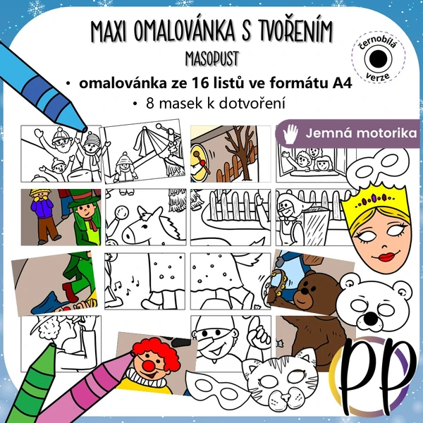 Masopust - maxi omalovánka s tvořením