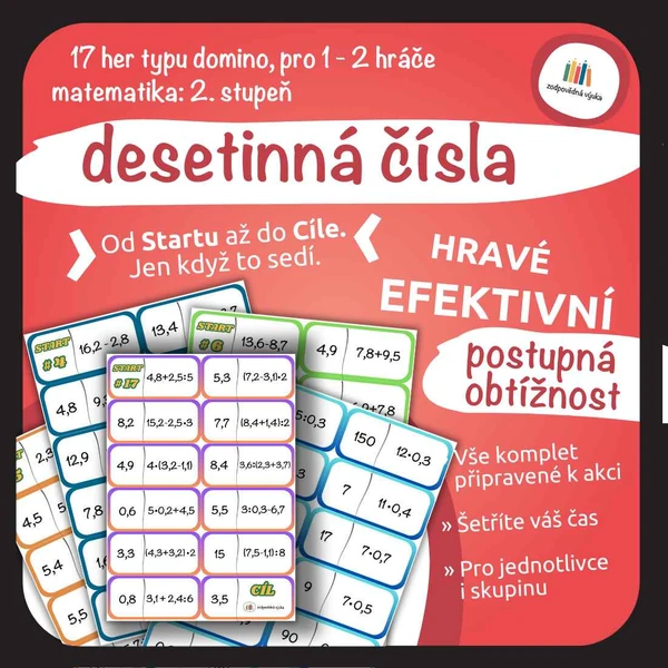 Domino set - desetinná čísla