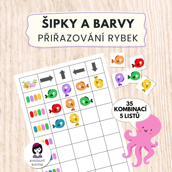 Rybičky - šifrování - vpravo, vlevo, učení barev
