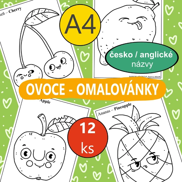 omalovánky OVOCE - ČJ / AJ