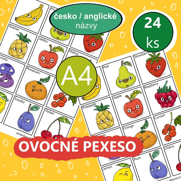 PEXESO OVOCE - ČJ / AJ
