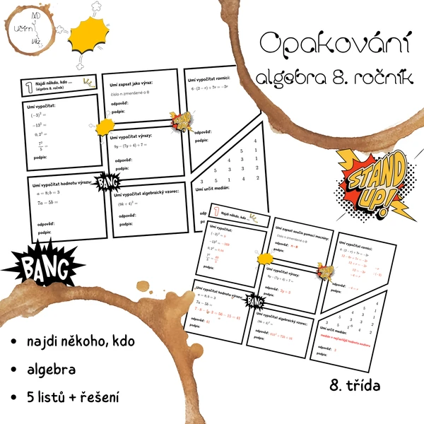 Opakování - algebra 8. ročník (najdi někoho, kdo...)