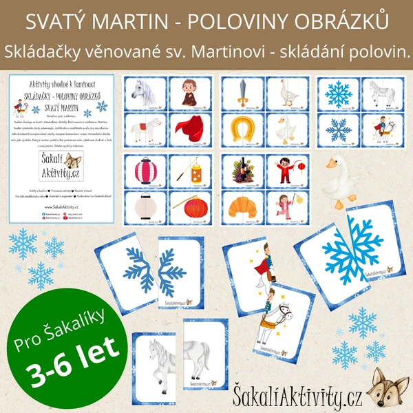  SVATÝ MARTIN - skládačky, poloviny tvarů 