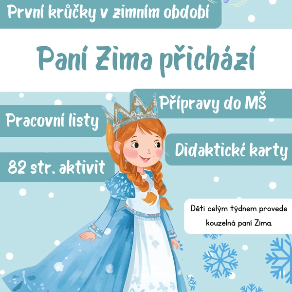 Paní zima přichází - přípravy, didaktické karty, pracovní listy
