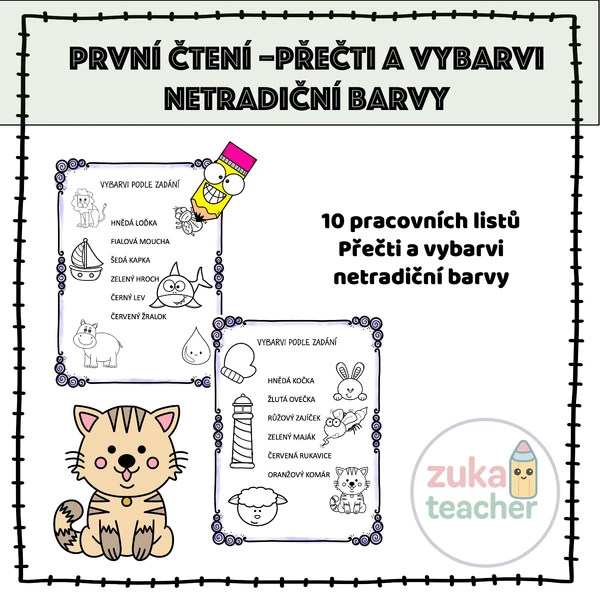 Přečti a vybarvi - První čtení - Netradiční barvy