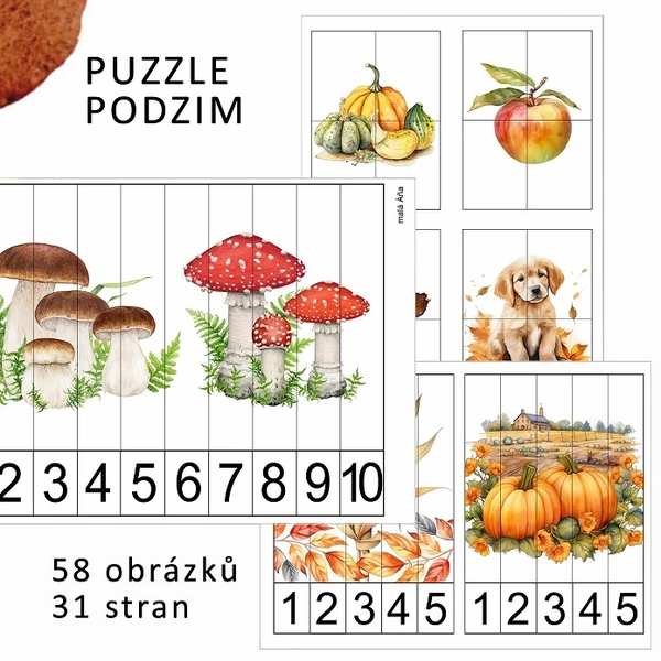 PODZIM - počítání a puzzle pro nejmenší