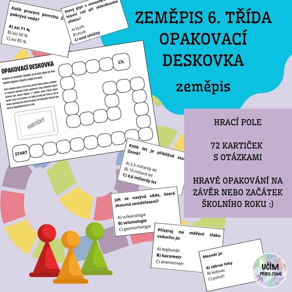 Desková hra - opakování zeměpisu 6. třídy