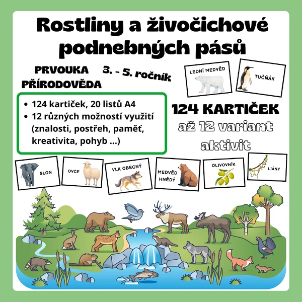Rostliny a živočichové podnebných pásů - až 12 variant aktivit