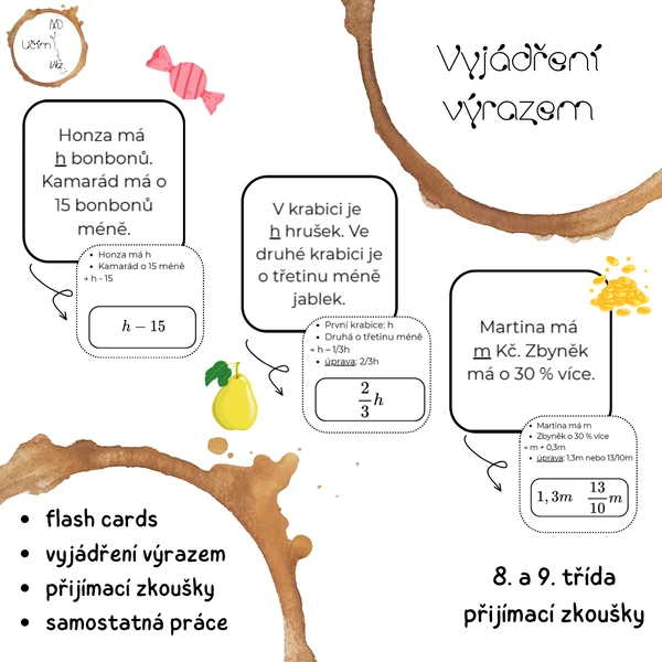 Vyjádření výrazem - flash cards