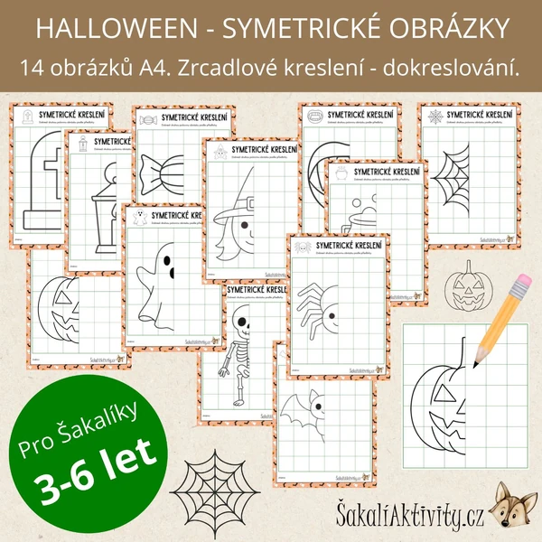  HALLOWEEN - symetrické obrázky/kreslení 