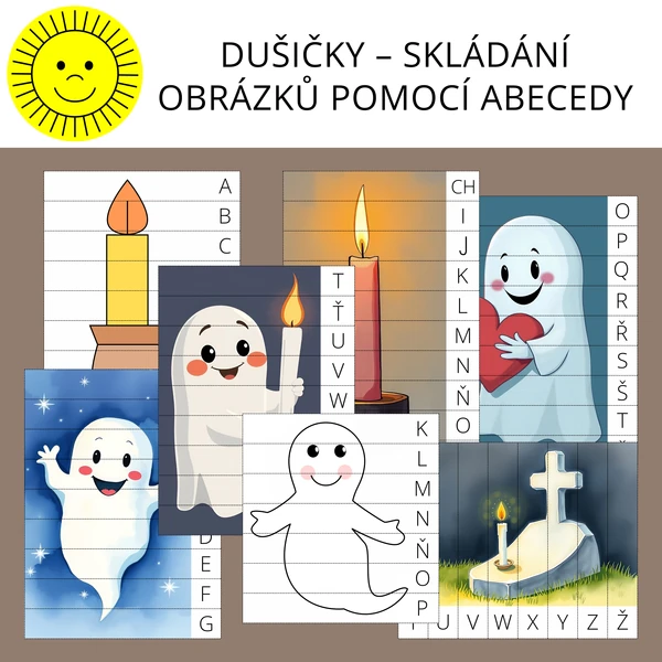 DUŠIČKY - SKLÁDÁNÍ OBRÁZKŮ POMOCÍ ABECEDY