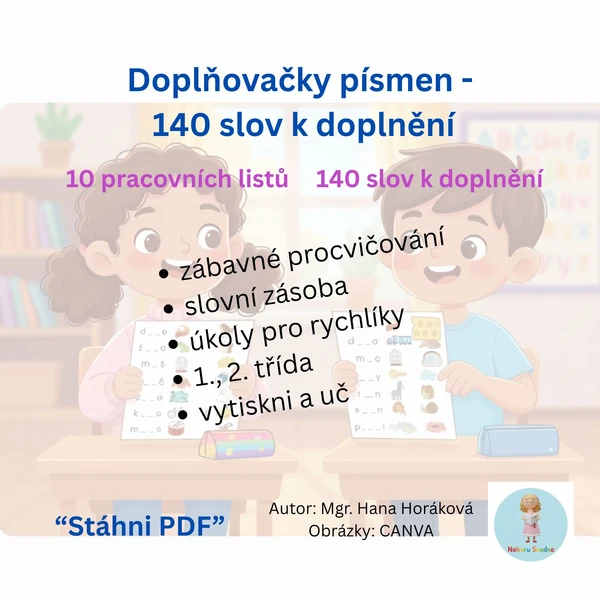 Doplňovačky písmen - 140 slov k doplnění