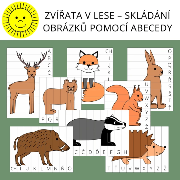 ZVÍŘATA V LESE – SKLÁDÁNÍ OBRÁZKŮ POMOCÍ ABECEDY