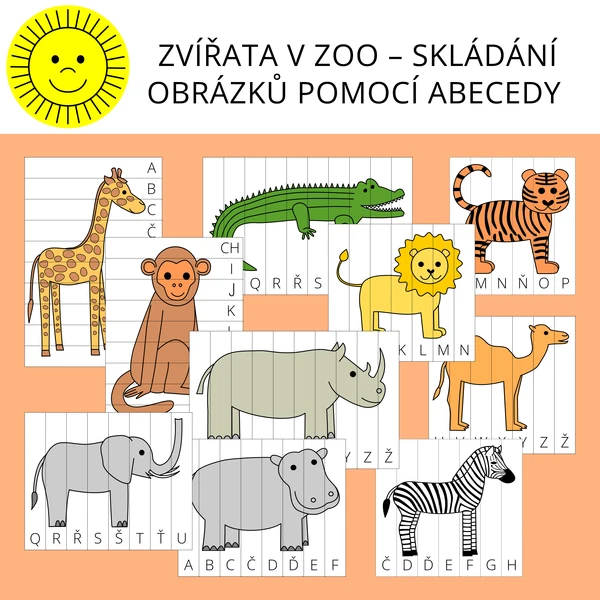 ZVÍŘATA V ZOO – SKLÁDÁNÍ OBRÁZKŮ POMOCÍ ABECEDY