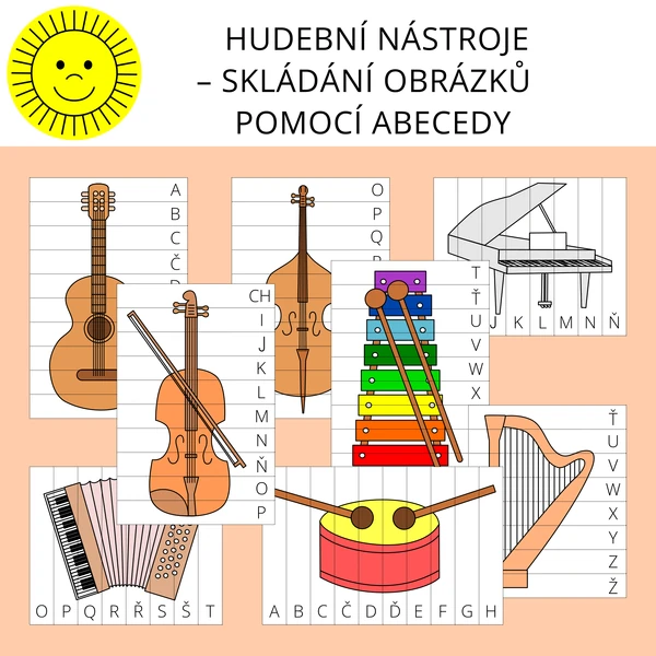 HUDEBNÍ NÁSTROJE - SKLÁDÁNÍ OBRÁZKŮ POMOCÍ ABECEDY