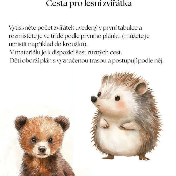 Cesta pro lesní zvířátka