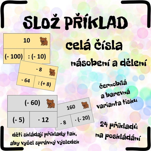 CELÁ ČÍSLA - násobení, dělení (SLOŽ PŘÍKLAD)