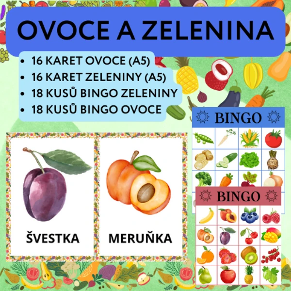 Ovoce a zelenina - kartičky a BINGO