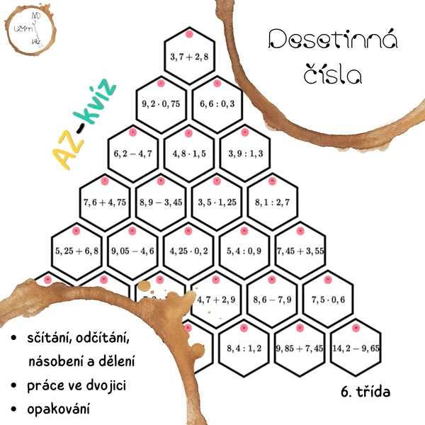 AZ-kvíz - desetinná čísla (sčítání, odčítání, násobení a dělení)