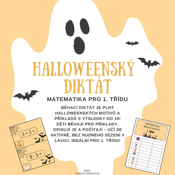Halloweenský běhací diktát - Matematika pro prvňáčky!