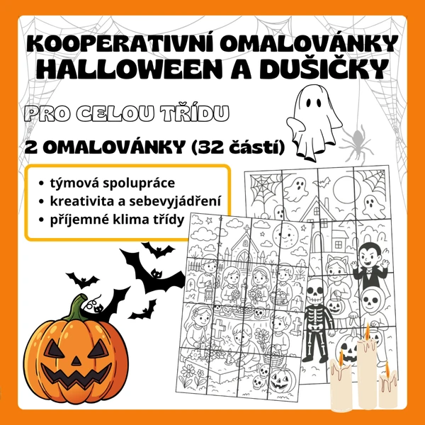 Kooperativní omalovánky - HALLOWEEN A DUŠIČKY