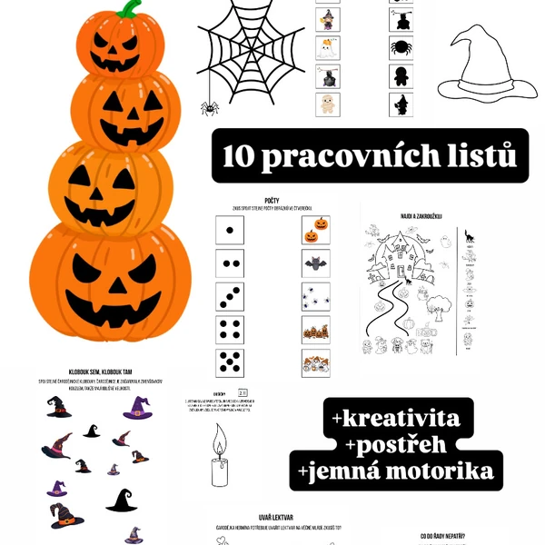 Halloweenské pracovní listy pro děti od 2 let