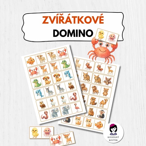 Zvířátkové domino | zvířata domino | zoo | mláďata| kooperativní hra