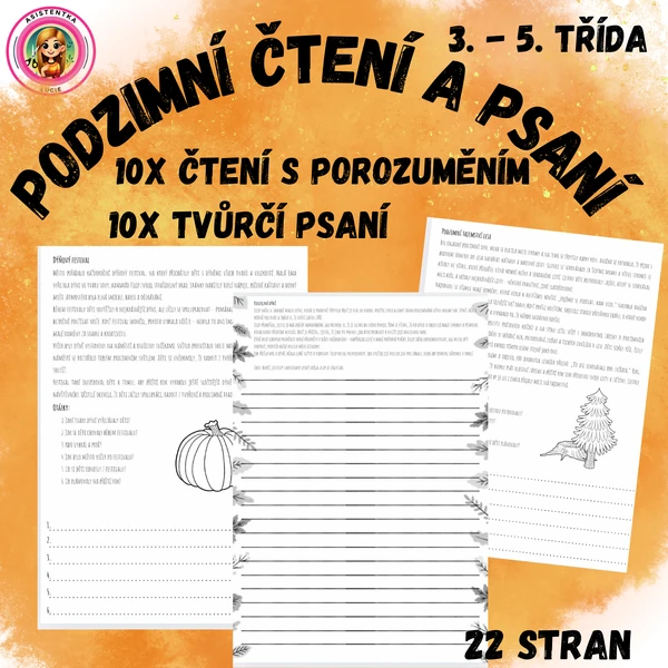Podzimní čtení a psaní pro 3.-5. třídu - čtení s porozuměním a tvůrčí psaní