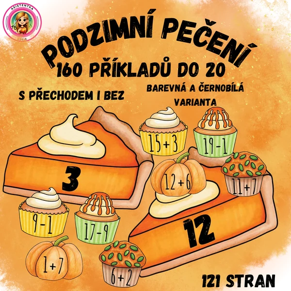 Podzimní pečení - 160 příkladů do 20 s přechodem i bez