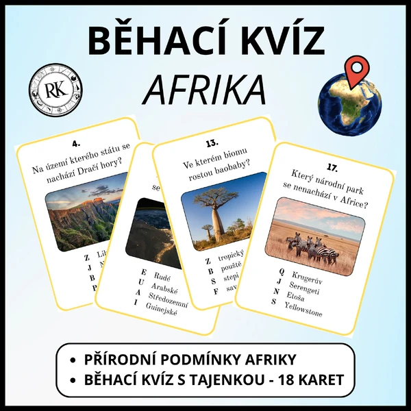 Afrika (přírodní podmínky) - Běhací kvíz