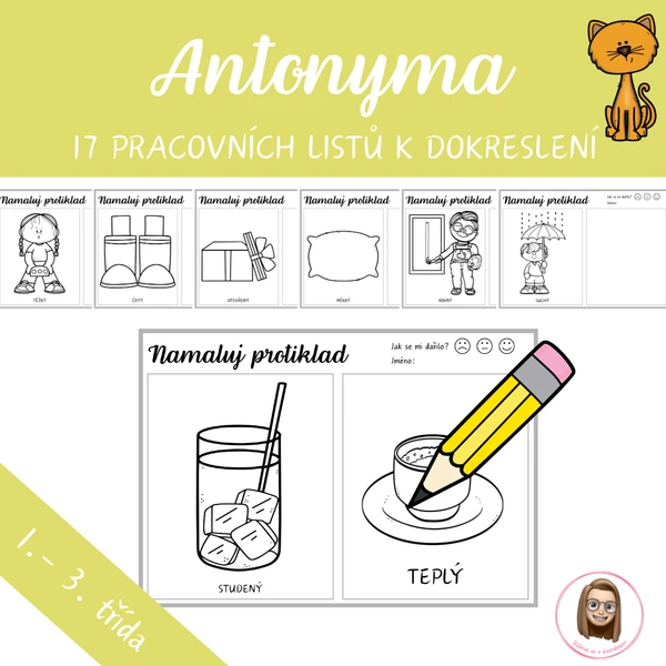 Antonyma - dokreslovací pracovní listy