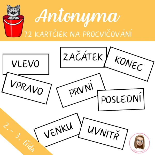 Antonyma - procvičovací kartičky