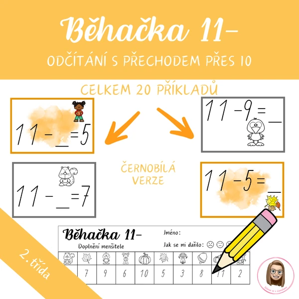 Odčítání s přechodem – běhačka 11−