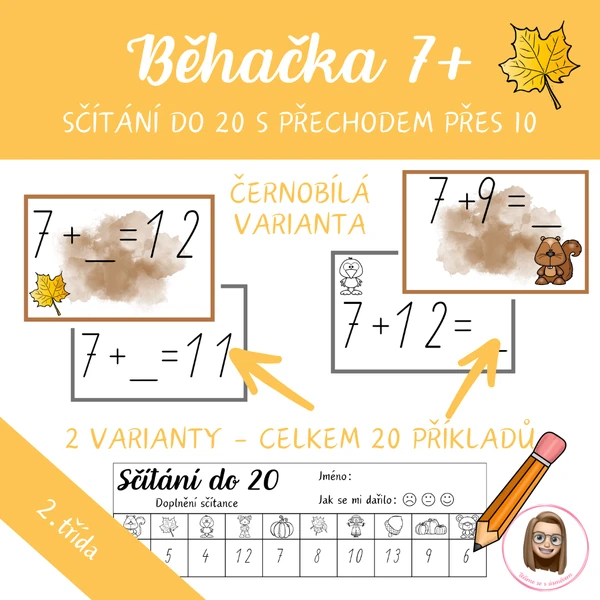 Sčítání do 20 s přechodem – běhačka 7+