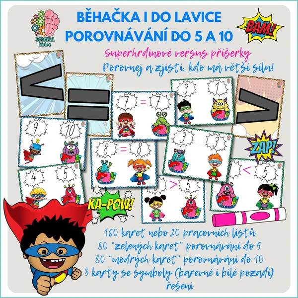 Běhačka i do lavice - Porovnávání do 5 a 10: Superhrdinové vs. příšerky