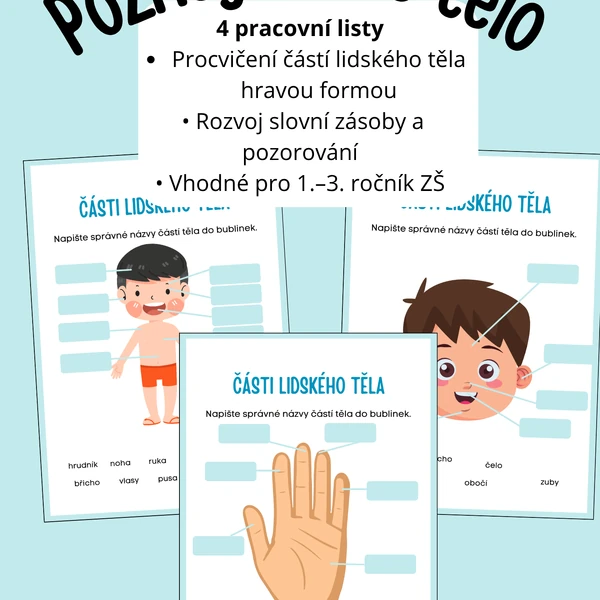 Poznej lidské tělo – pracovní listy pro předškoláky a malé školáky