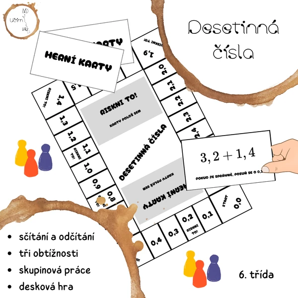 Desetinná čísla - sčítání a odčítání (deskovka)