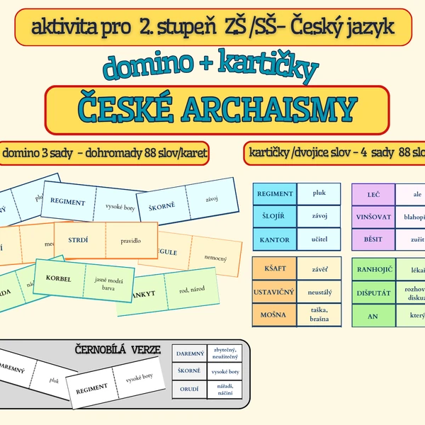 České archaismy - domino + dvojice slov