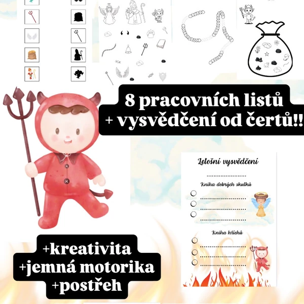Čertovské pracovní listy pro děti od 2 let