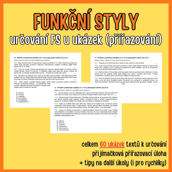 Funkční styly (přiřazování k ukázkám)